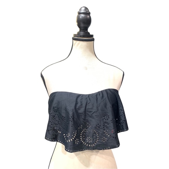 Xhilaration Black Ruffle Bandeau Bikini Top - Picture 14 of 16